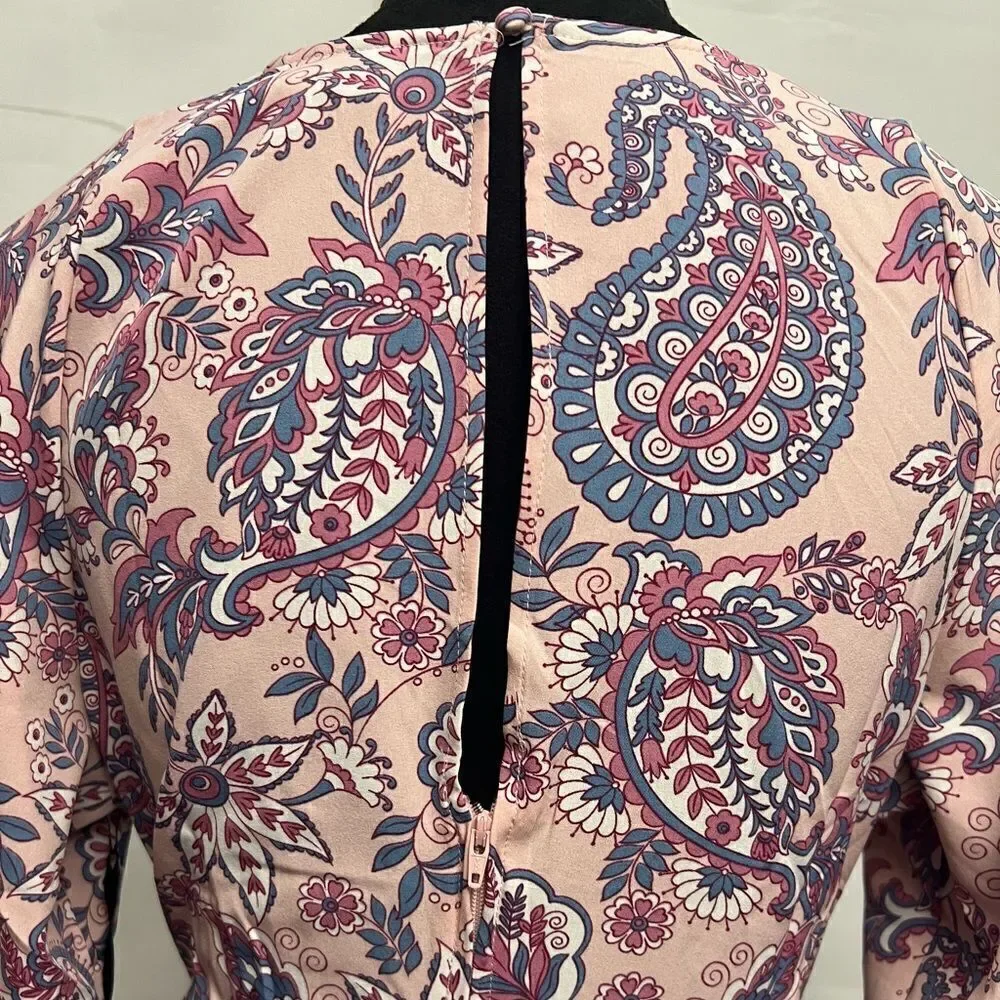 Unique Vintage Pink Paisley Print Dress - Picture 8 of 11